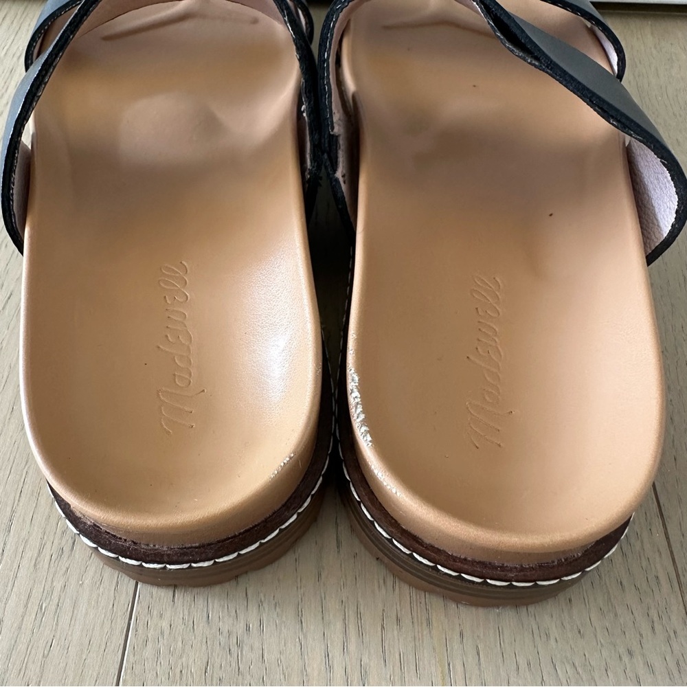 Madewell Charley Double Strap Slide Sandals True Black Size 6.5 Vacation Travel - Picture 6 of 11